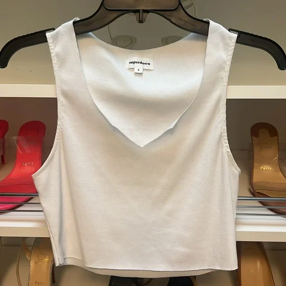 Superdown Mimi Notch Neck Tank White Size S - Picture 2 of 4